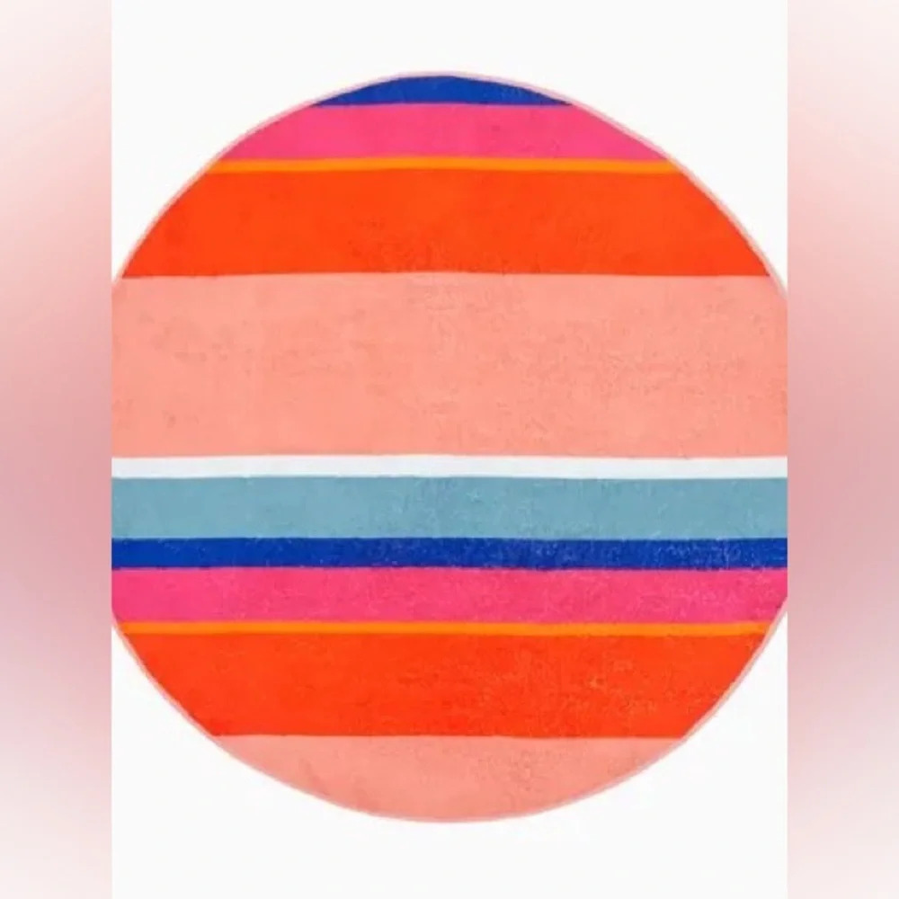 NEW West Elm Round Modern Color Block Beach Towel Organic Cotton - Picture 8 of 8